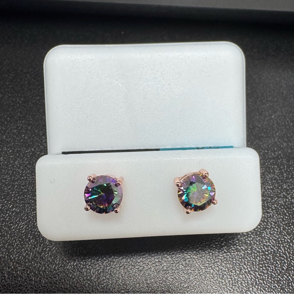 Mystic Topaz Round Stud Earrings